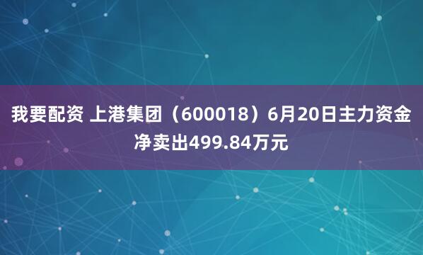 我要配资 上港集团（600018）6月20日主力资金净卖出499.84万元